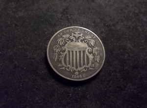 1866 Shield Nickel with Rays