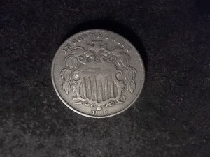 1869 Shield Nickel With No Rays