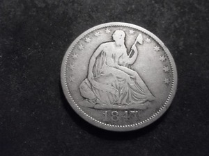 1847 Silver Liberty Seated Half Dollar