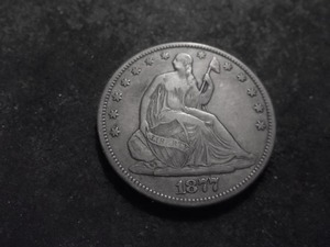 1877 CC Seated Liberty Silver Half Dollar