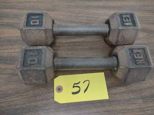 lot 57 image: (2) 10 lb. Dumbbells...