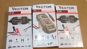 lot 66 image: Mixed Lot VECTOR 500 Watt Power Inverter, And VECTOR 1.5 Amp Battery Charger, Battery Maintainers