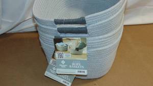 lot 78 image: 4 Pack Members Mark Rope Basket Set with Contrast Handles Gray  NEW