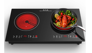 lot 4 image: Double Induction Cooktop, 4000W Countertop Burner Hot Plate LCD Sensor Touch Energy-Saving Portable Induction Cooktops 2 Burner with Child Safety Lock & Timer, 110120V NEW