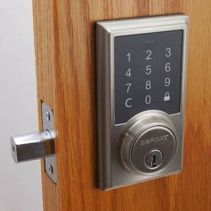 lot 10 image: Touchpad Deadbolt With Keys Satin Nickel 1007587011 NEW