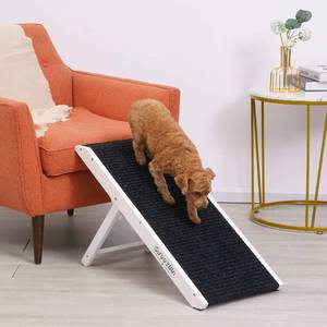 lot 16 image: SweetBin 18 Tall Adjustable Pet Ramp  Wooden Folding Portable Dog & Cat Ramp  Non Slip Carpet Adjustable Up to 90Lbs NEW