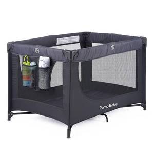 lot 17 image: Pamo Babe Portable Crib Baby Playpen with Mattress and Carry Bag (Black)