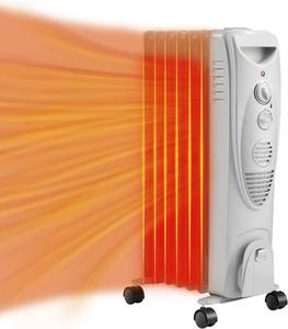 lot 42 image: ZAFRO Oil Filled Radiator Heater, 1500W Portable Electric Oil-Filled (Grey) NEW