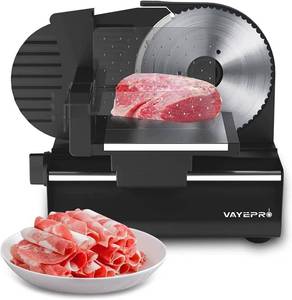 lot 46 image: Vayepro Electric Meat Slicer Machine, Deli Cheese Bread Food Slicer, Dishwasher Safe, Removable Stainless Steel Blade NEW