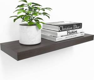 lot 61 image: 2 Pack Ballucci Floating Shelf Extra Wide, 24 L Wood Wall Mounted Ledge with Invisible Bracket NEW