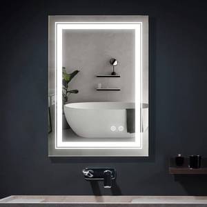 lot 81 image: FRALIMK Bathroom LED Mirror 24 x 32 Frameless Wall Mounted Vanity Mirror with Dimmable Lights Anti-Fog Makeup Mirror, HorizontallyVertically Hanging