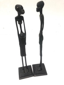lot 50 image: Pair of Vintage African Bronze Figures