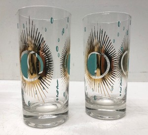 lot 55 image: Set of 8 vintage Mid Century FRED PRESS Glass Tumbler Glasses