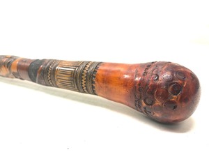 lot 63 image: Fantastic Antique Hand Carved Japanese Wood Walking Stick