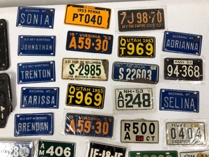 lot 33 image: LARGE Lot of Vintage Miniature Metal License Plates & Full Size Matching 1940 Set