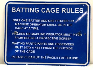 lot 30 image: Vintage Metal BATTING CAGES Baseball Sign