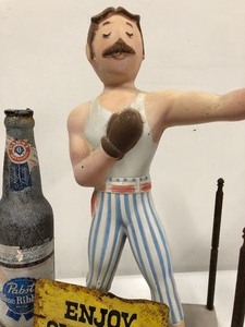 lot 27 image: Circa 1960 Pabst Blue Ribbon PBR Advertising Display wBoxer