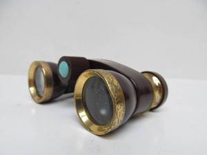 lot 119 image: Excellent Old Vintage GOLDEN BELL Hand Painted Brass Opera Glasses