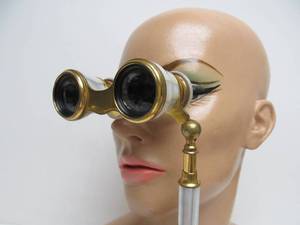 lot 120 image: Beautiful Antique Harvey & Lewis Brass & Mother of Pearl Opera Glasses wHandle