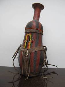 lot 132 image: Primitive Vintage African Gourd Water Vessel