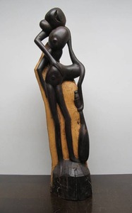 lot 133 image: Vintage Carved Hardwood African Abstract Figural Sculpture