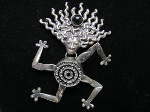 lot 138 image: Signed Abstract Dancing Female Figure Brooch Pendant