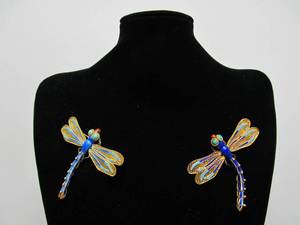 lot 141 image: Very Nice Pair of Enameled Sterling Silver Dragonfly Pins