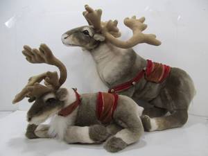 lot 173 image: 2 LARGE Plush Reindeer Christmas Decorations