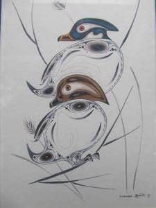 lot 184 image: Original Eddy Cobiness Perched Ducks Gouache On Paper Art Signed 14