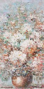 lot 226 image: Original Paterson Mid Century Abstract Floral Bouquet Still Life Impressionist Oil Painting Signed 29