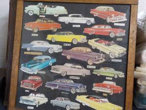 1954 Cars Framed Print with Glass 26.5 x 26.5
