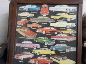 1955 Cars Framed Print with Glass 26.5 x 26.5
