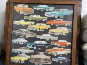1957 Cars Framed Print with Glass 26.5 x 26.5