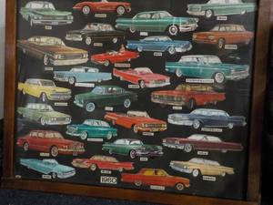 1960 Cars Framed Print with Glass 36 x 32