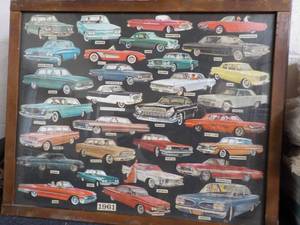 1961 Cars Framed Print with Glass 32 x 26