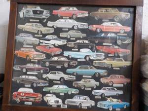 1962 Cars Framed Print with Glass 33 x 29