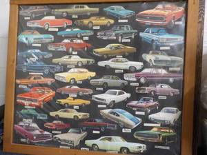 1967 Cars Print in a Wood Frame 32 x 29