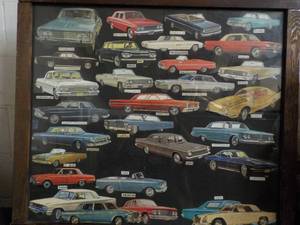 Cars Print in a Wood Frame with Glass 32 x 29