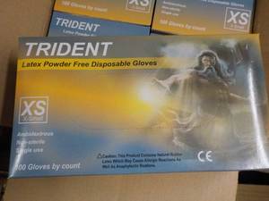 Trident 1000 Latex Powder Free Disposable Gloves size XS