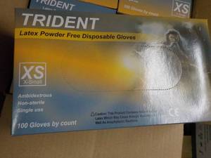 Trident 1000 Latex Powder Free Disposable Gloves size XS