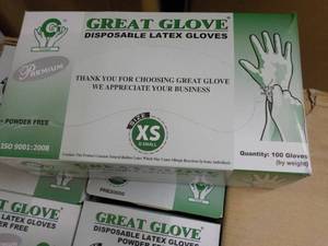 Great Glove Disposable Latex Gloves Power Free 1000 size XS