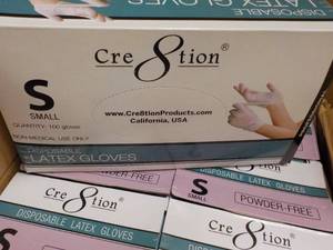 Cre8tion Disposable Latex Gloves Powder Free 1000 size S