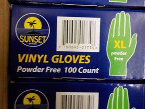 Sunset Vinyl Gloves Powder Free 1000 size XL