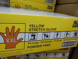Valu Guard Yellow Stretch Gloves 1000 size XXL Powder free