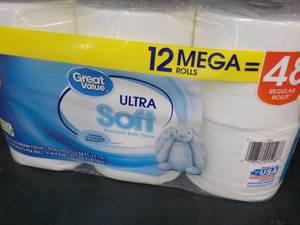 12 Mega Rolls Great Value 2 ply Toilet Paper