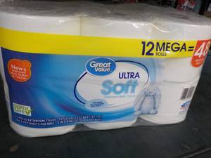 12 Mega Rolls Great Value 2 ply Toilet Paper