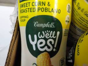 16 ct 11.1 oz Campbells Well Yes Sweet Corn and Roasted Robland Sipping Soup best date 08172023