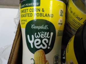 16 ct 11.1 oz Campbells Well Yes Sweet Corn and Roasted Robland Sipping Soup best date 08172023