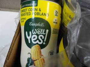 16 ct 11.1 oz Campbells Well Yes Sweet Corn and Roasted Robland Sipping Soup best date 08172023