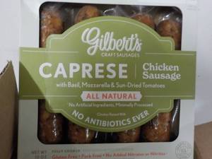 K 10 - 10 Gilberts Frozen Pkgs Caprese Chicken Sausages